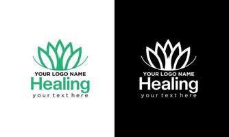 heilende medizinische Gesundheit Yoga-Vektor-Logo-Vorlage vektor
