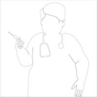 Impfzeichen-Umrissillustration auf weißem Hintergrund. vektor