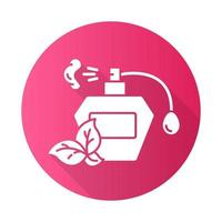Parfümflasche rosa flaches Design lange Schatten-Glyphe-Symbol. Parabenfreier natürlicher Duft. Körperpflegeprodukt. hypoallergen. wild gebastelt. Bio-Kosmetik. Vektor-Silhouette-Illustration vektor