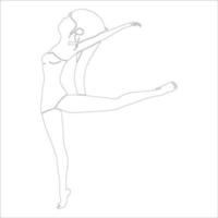 dame ballerina charakterumrissillustration auf weißem hintergrund. vektor