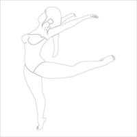 dame ballerina charakterumrissillustration auf weißem hintergrund. vektor
