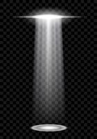 Abstrakter UFO-Hintergrund mit den hellen Strahlen lokalisiert auf schwarzer transparenter Hintergrundvektorillustration.