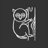 Tarsier-Kreide-Symbol. tropische Landtiere, Säugetiere. Erkunden Sie die exotische Tierwelt der indonesischen Inseln. Primas auf Baum. Besuch der balinesischen Waldfauna. isolierte vektortafelillustration vektor