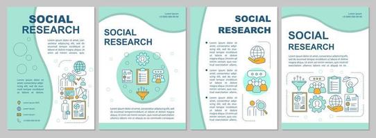 Layout der Broschürenvorlage für Sozialforschung. Soziologie. soziale Umfrage, Umfrage. Flyer, Broschüre, Broschürendruckdesign mit linearen Illustrationen. Vektorseitenlayouts, Geschäftsberichte, Werbeplakate vektor