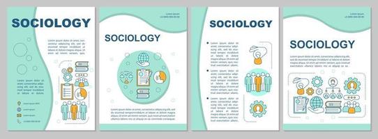 sociologi broschyr mall layout. samhällsforskning, vetenskap. flygblad, häfte, broschyrtryckdesign med linjära illustrationer. vektor sidlayouter för tidskrifter, årsredovisningar, reklamaffischer