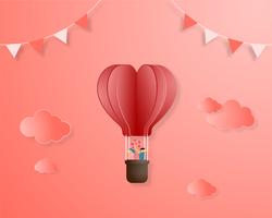 Kreativ kärlek inbjudningskort Alla hjärtans dag koncept. Vektor illustration papper klippa stil bakgrund.