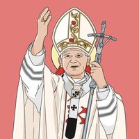 saint john paul ii påven färgad vektorillustration vektor