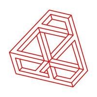 omöjlig form. logotyp. abstrakt evigt geometriskt objekt. optisk konst. omöjlig ändlös kontur. linjekonst. omöjlig geometri symbol på en vit bakgrund. optisk illusion. escher stil. vektor