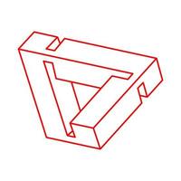 omöjlig form. helig geometri. optisk illusion figur. abstrakt evigt geometriskt objekt. omöjlig ändlös konturlogotyp. optisk konst. omöjlig geometri symbol på en vit bakgrund. linjekonst. vektor