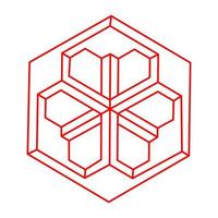 omöjliga former. logotyp. optisk illusion. heliga geometriska figurer. abstrakt evigt geometriskt objekt. omöjlig ändlös kontur. optisk konst. omöjlig geometri form på en vit bakgrund. vektor