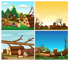 Vier Szenen der Abholzung vektor