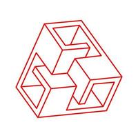 unmögliche Formen der optischen Täuschung. Logo. Optische Kunstobjekte. Escher-Paradoxon. unmögliche Figur. Strichzeichnungen. unwirkliches geometrisches Objekt. vektor