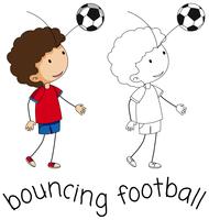 En doodle pojke studsar fotboll vektor