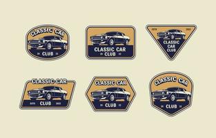 klassisk bil klubb emblem samling vektor