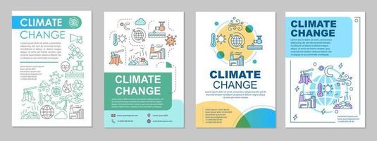 klimatförändring broschyr mall layout. miljöfrågor. flygblad, häfte, broschyrtryckdesign med linjära illustrationer. vektor sidlayouter för tidskrifter, årsredovisningar, reklamaffischer