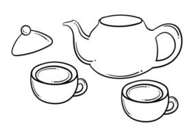 handgezeichnete teekanne und tasse vektor