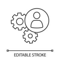 Lineares Symbol für die Personalverwaltung. Zusammenarbeit. dünne Liniendarstellung. Humanressourcen. Geschäftsmechanismus. Kontursymbol. Vektor isoliert Umrisszeichnung. editierbarer Strich