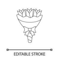 Hochzeitsstrauß lineares Symbol. dünne Liniendarstellung. Brautstrauß. Hochzeitsblumen. Floristik. Blumenarrangement. Kontursymbol. Vektor isoliert Umrisszeichnung. editierbarer Strich