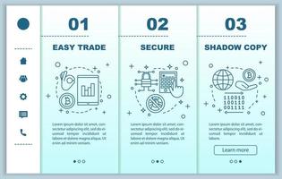 Internet business onboarding mobila webbsidor vektor mall. appen för handel online. enkel handel, skuggkopiering, digital säkerhet. gränssnitt för responsiv smartphones webbplats. webbsida genomgång steg skärmar