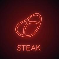 Symbol für Steak-Neonlicht. Beefsteak. leuchtendes Zeichen. vektor isolierte illustration