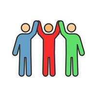 välgörenhetsorganisation färgikon. enhet i mångfald. människor som håller upp händerna. lagarbete. Välgörenhetsstiftelse. gemenskap. vänskap. isolerade vektor illustration