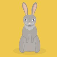 karikatur glückliches kaninchen lokalisiert auf gelbem hintergrund vektor