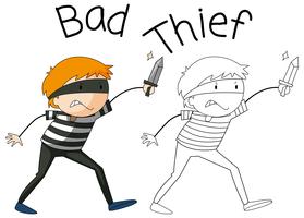 doodle bad thief character vektor