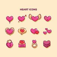alla hjärtans hjärta ikoner vektor
