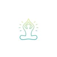 yoga, meditation, lotusställning ikon, linjär vektor
