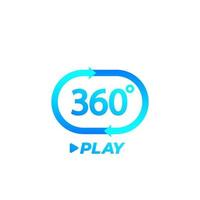 360-Grad-Video-Play-Symbol, Vektorlogo mit blauem Farbverlauf vektor