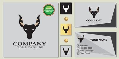 elegant bull logotyp, enkel, gratis premium visitkortsmall vektor eps 10