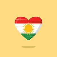 kurdistan-flagge geformte liebesillustration vektor