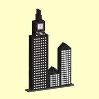 Vektor 3D-Symbol Nachtgebäudethema mit Uhr, Büro, Wohnung, Kaufhaus und anderen
