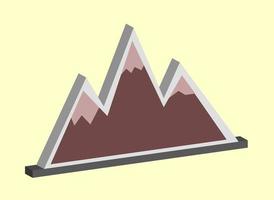 3D-Vektorsymbol der Bergkette mit Schnee auf dem Gipfel. Naturthema, am besten für Ihre Immobiliendekorationsbilder vektor