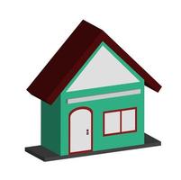 3d vektor ikon grönt hus, minimalistisk typ hus för ensamstående personer eller liten familj. bäst för din dekoration egendom redigerbara bilder