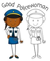 Doodle bra policewoman karaktär vektor