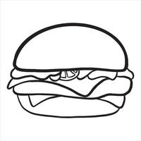 kontur hamburgare på vit bakgrund vektorillustration vektor