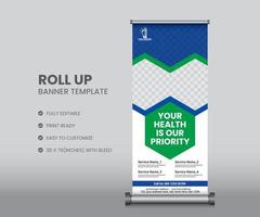 Gesundheitswesen medizinische Roll-Up-Banner-Vorlage oder Stand-Banner-Vorlage vektor