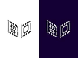 initial bokstav bd minimalistisk och modern 3d-logotypdesign vektor