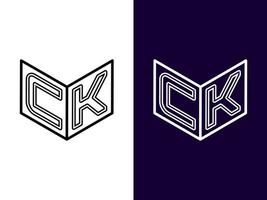 initial bokstav ck minimalistisk och modern 3d-logotypdesign vektor