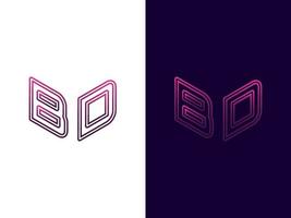anfangsbuchstabe bd minimalistisches und modernes 3d-logo-design vektor