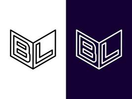 initial bokstav bl minimalistisk och modern 3d-logotypdesign vektor