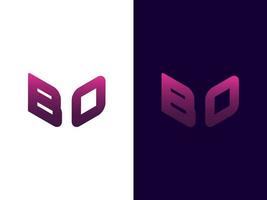 initial bokstav bo minimalistisk och modern 3d-logotypdesign vektor