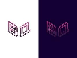 initial bokstav bq minimalistisk och modern 3d-logotypdesign vektor