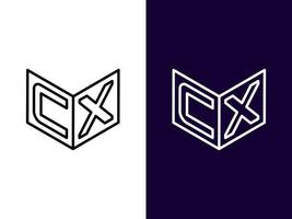 initial bokstav cx minimalistisk och modern 3d-logotypdesign vektor