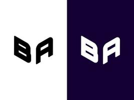 initial bokstav ba minimalistisk och modern 3d-logotypdesign vektor