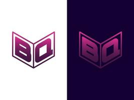 initial bokstav bq minimalistisk och modern 3d-logotypdesign vektor