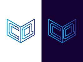 initial bokstav cq minimalistisk och modern 3d-logotypdesign vektor