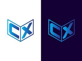 initial bokstav cx minimalistisk och modern 3d-logotypdesign vektor