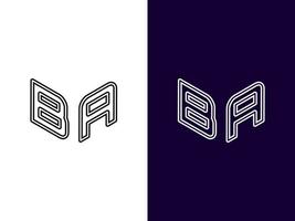 anfangsbuchstabe ba minimalistisches und modernes 3d-logo-design vektor